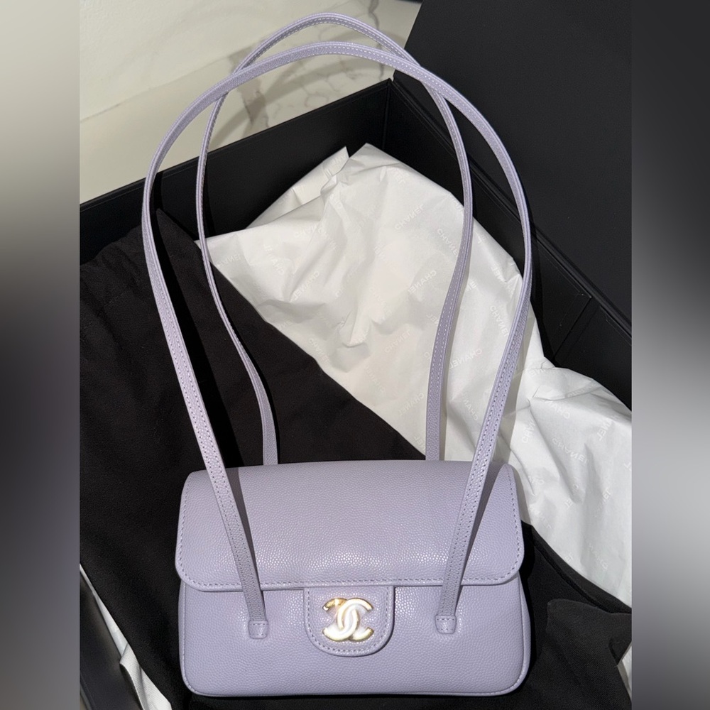 Chanel 26S Preppy Coco Mini Purple Caviar Leather Gold CC Logo Shoulder Bag - Picture 6 of 16